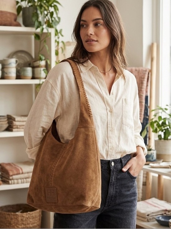Haute Hippie Handbags - Haute Hippie / Chestnut Brown Slouchy Suede Festival Hobo Bag - NWT
